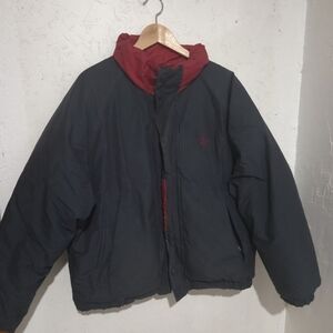 Nautica | Black and Red Hooded reversible Mens Jacket Duck Down Filling